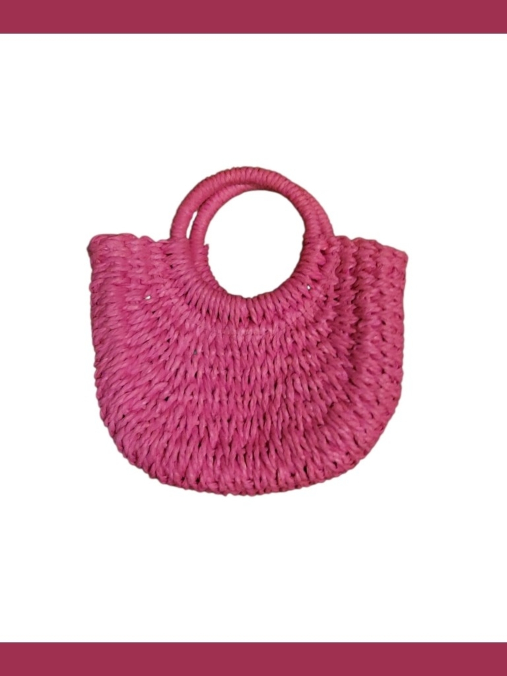Pink Woven Round-Handle Tote Bag